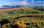 Blick auf die schwarzen Michel Cullin von Harport, Insel Skye, Schottland