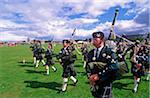 Pipe Band bei einem Highland Gathering, Invergordon, Ross & Cromarty, Schottland