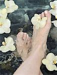 Woman taking footbath