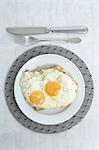 Two fried eggs on plate