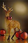 Christmas decoration with reindeer and Christmas baubles