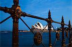 Australia, New South Wales, Sydney.  Dusk view of the Sydney Opera House from Dawes Point.