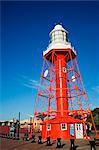 Australia, South Australia, Adelaide.  The restored South Neptune Island Lighthouse at Queen's Wharf in Port Adelaide.