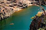 Australia, Northern Territory, Katherine.  Canoeing the Katherine Rver in Nitmiluk (Katherine Gorge) National Park.