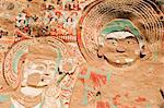 China, Gansu Province, Shuilian Dong Water Curtain Cave, Sakyamuni rock sculptures Lashao temple, Northern Wei dynasty (386-534)