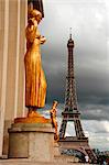 France, Paris. The Eiffel Tower in Paris seen from Trocadero Square.