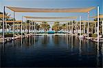 Oman, Muscat, Ghubrah, die wichtigsten Schwimmbad im 5 Sterne Chedi Luxushotel zurückgreifen.
