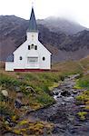 Géorgie du Sud et îles Sandwich du Sud, la Géorgie du Sud, la baie de Cumberland, orig. Grytviken.Whalers église construite en Norvège.
