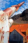 South Georgia and the South Sandwich Islands, South Georgia, Cumberland Bay, Grytviken. A Whaling boat's harpoon.