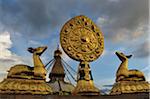 Wheel of Dharma and Stupa in Boudhanath, Bagmati Zone, Madhyamanchal, Nepal