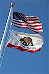 American Flag and Flag of California