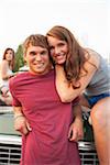 Teenager Hanging Out at Drive-In Theater