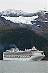 The Sapphire Princess cruise ship leaves port at Whittier bound for the open waters of the Prince William Sound, Southcentral Alaska, Autumn