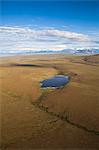 Aerial view of a small lake in the coastal plain of the Arctic National Wildlife Refuge, Arctic Alaska, Summer