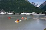 Sea Kayakers on Valdez Glacier Lake, Southcentral Alaska, Summer