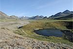 View of the Hulahula River near its source in the Brooks Range, ANWR, Arctic Alaska, Summer