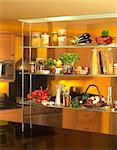 Kitchen shelves with ingredients