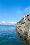 A boy fishing.