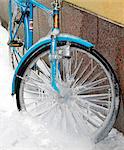 A frozen bicycle.