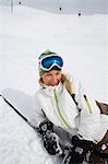 A woman skiing.