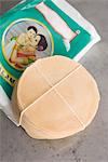 Fresh package of uncooked papadum