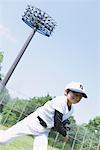 Boy Playing Baseball Game