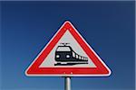 Unguarded Railway Crossing Sign, Pfalzerwald, Rhineland-Palatinate, Germany