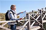 Man Reading Map, Cala Ratjada, Mallorca, Balearic Islands, Spain