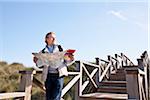 Man Holding Map, Cala Ratjada, Mallorca, Balearic Islands, Spain