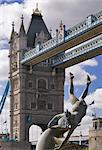 Tower Bridge and public art sculpture, London.