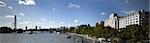 Panoramic view of River Thames with London Eye and Savoy Hotel