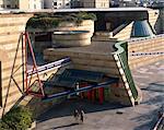 Staatsgalerie, Stuttgart, 1977 - 1984. Art gallery, museum and civic centre. Exterior birdseye view. Architects: Stirling and Wilford