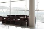 Empty armchairs in airport terminal