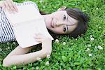 Young Woman Lying On Grassy Field