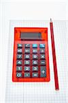 Calculatrice, stylo et du papier millimétré