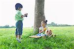 Girl and Boy Enjoying Together in Park