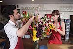 Floriste work on flower arrangement