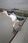 Skateboarder on ramp