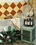 Bandol kitchen and bottles of wine