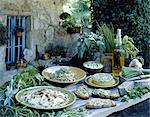 Herb menu on a table outdoors