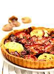 Goat cheese,bacon and dried fig savoury tart