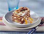 Rich tea biscuit and walnut Mille-feuille