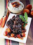 Caramelized spare ribs with apricot chutney