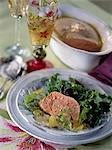 Foie gras with grapes and mesclun