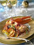 Homard aux pommes et aux baies roses