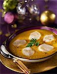 Creamed pumpkin soup with scallops