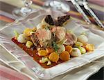 Lamb with vegetable and red wine sauce