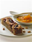 Dried fruit Clafoutis and clementine and vanilla soup