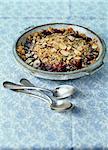 Summer fruit and two almond crumble