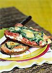 Ham,goat's cheese and spinach grilled on toast